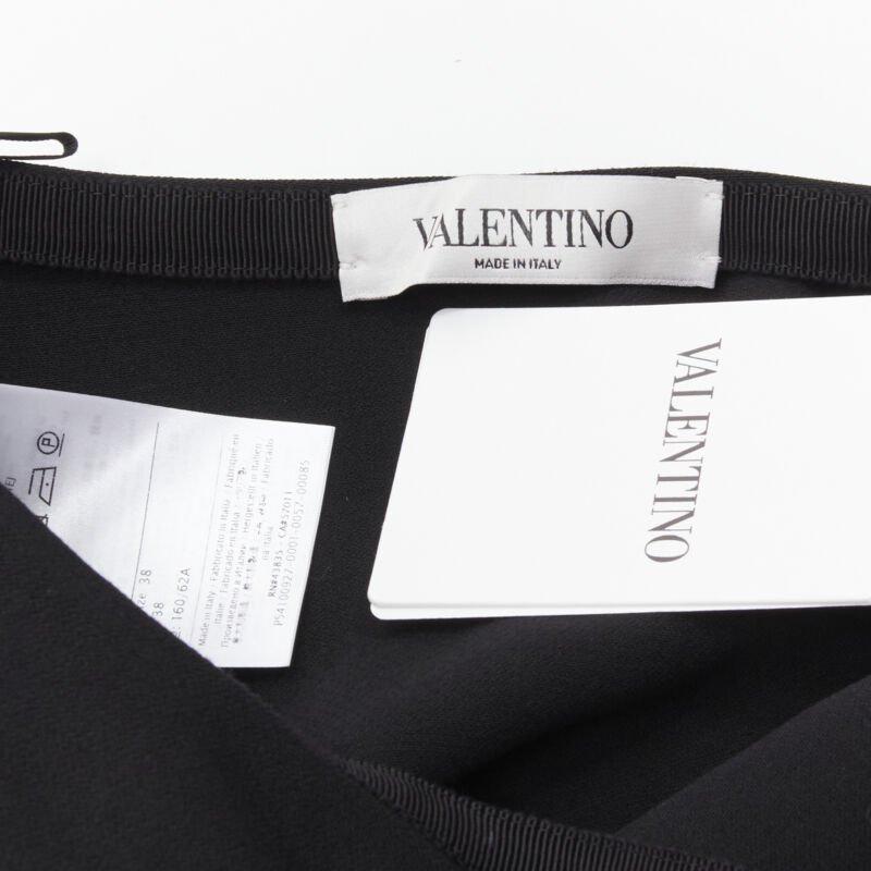 VALENTINO 100% virgin wool black V Logo patch pocket A-line skirt IT38 XS 4