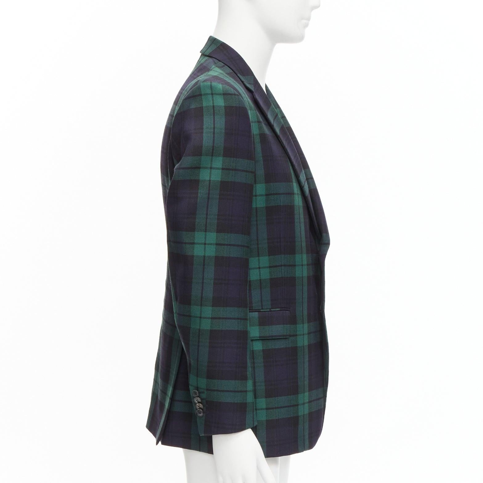 Men's VALENTINO 100% virgin wool green blue check  preppy schoolboy blazer IT50 L For Sale