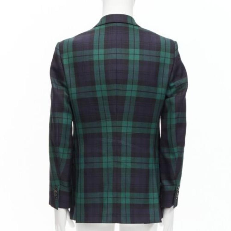 VALENTINO 100% virgin wool green blue check  preppy schoolboy blazer IT50 L For Sale 1