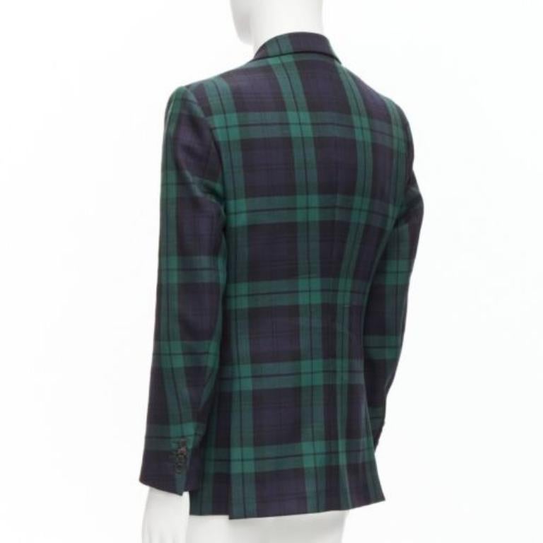 VALENTINO 100% virgin wool green blue check  preppy schoolboy blazer IT50 L For Sale 2