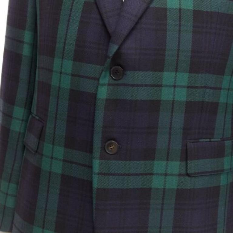 VALENTINO 100% virgin wool green blue check  preppy schoolboy blazer IT50 L For Sale 3
