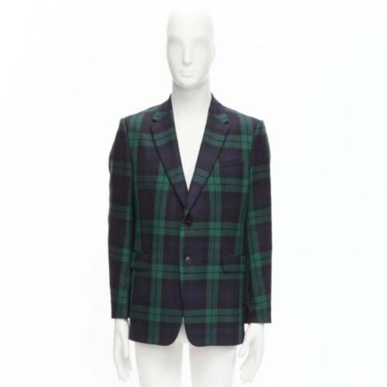 VALENTINO 100% virgin wool green blue check  preppy schoolboy blazer IT50 L For Sale 5