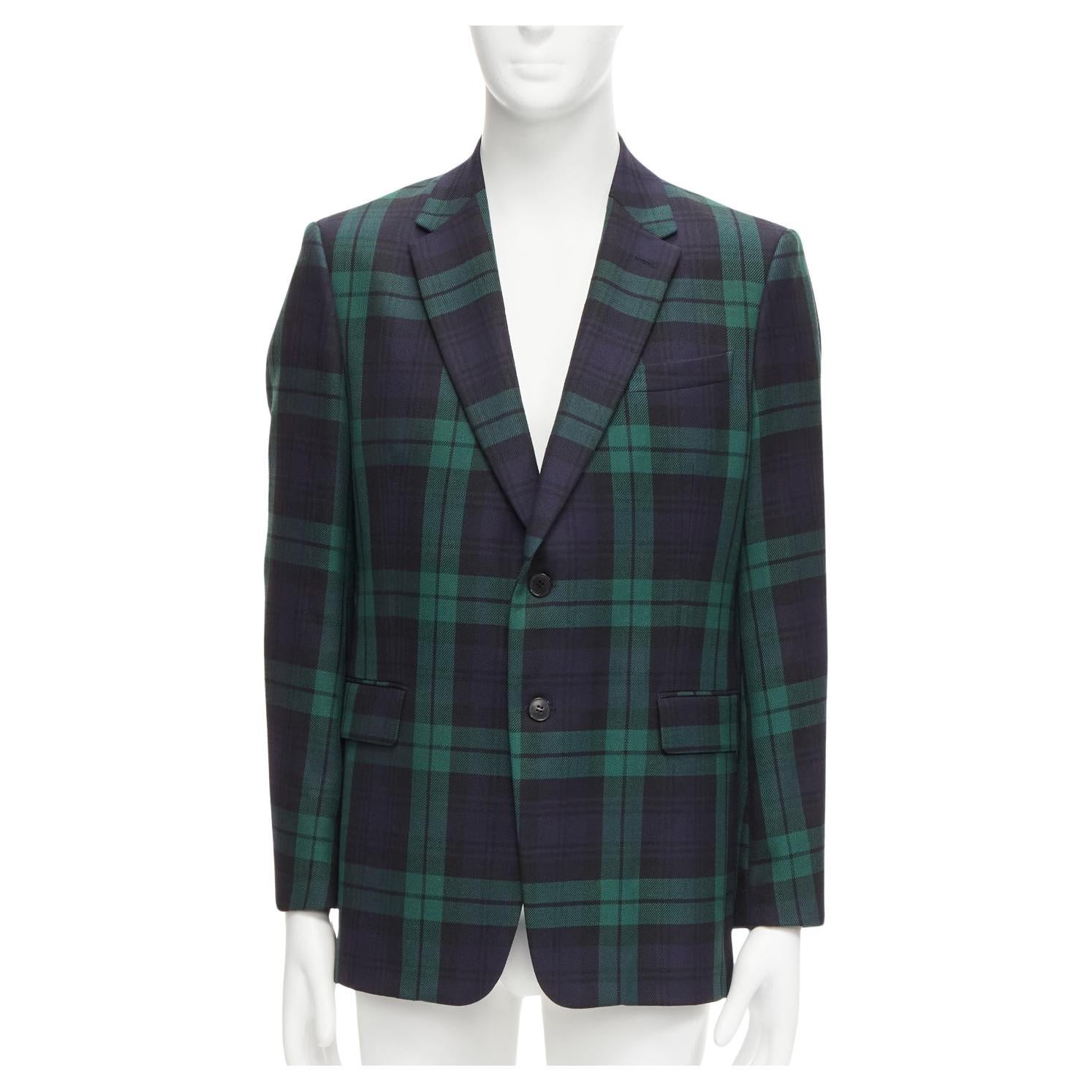 VALENTINO 100% virgin wool green blue check  preppy schoolboy blazer IT50 L For Sale