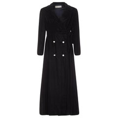 Valentino 1960s Silk and Velvet Coat With Diamanté Button Detail