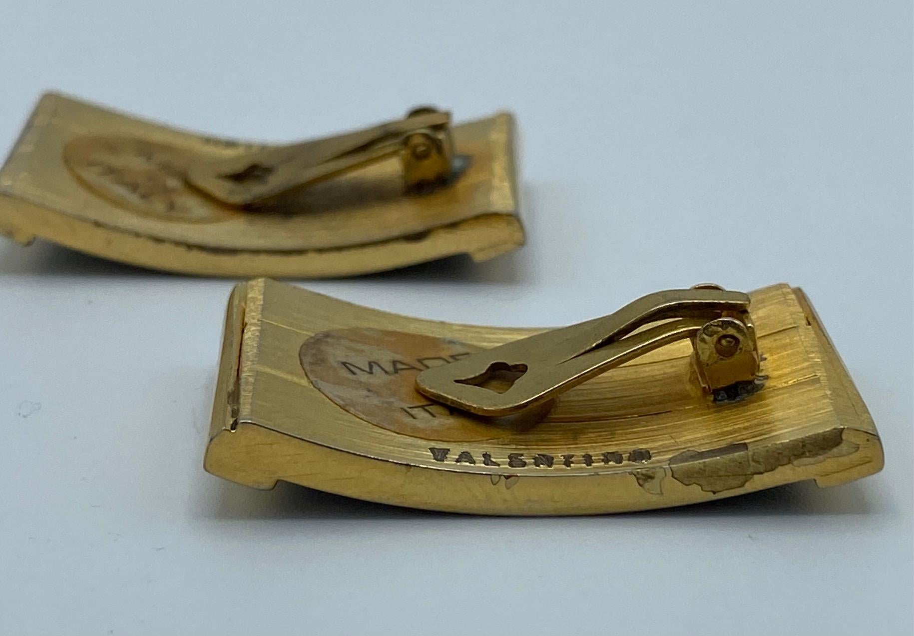 Valentino 1970s Gold Rectangular Earrings 10