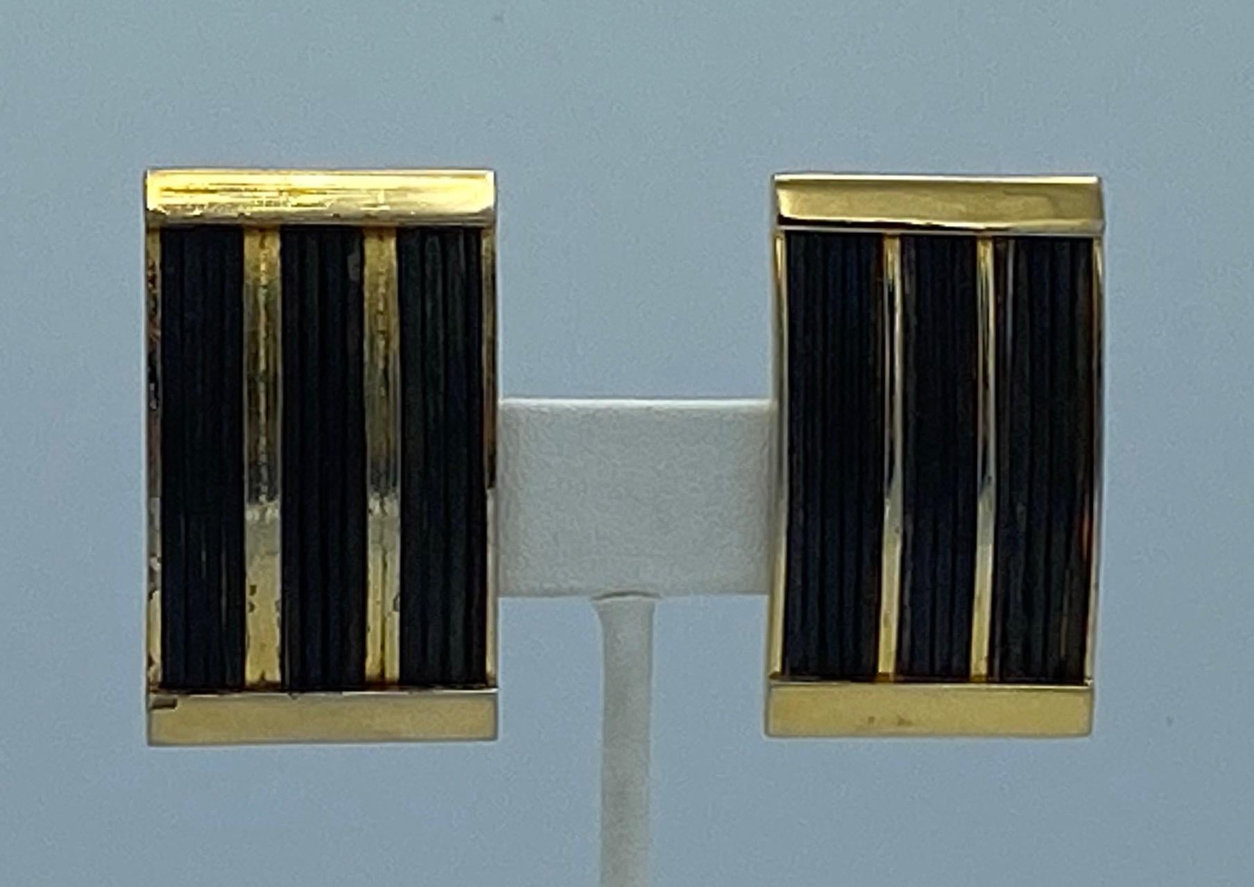 Valentino 1970s Gold Rectangular Earrings 1