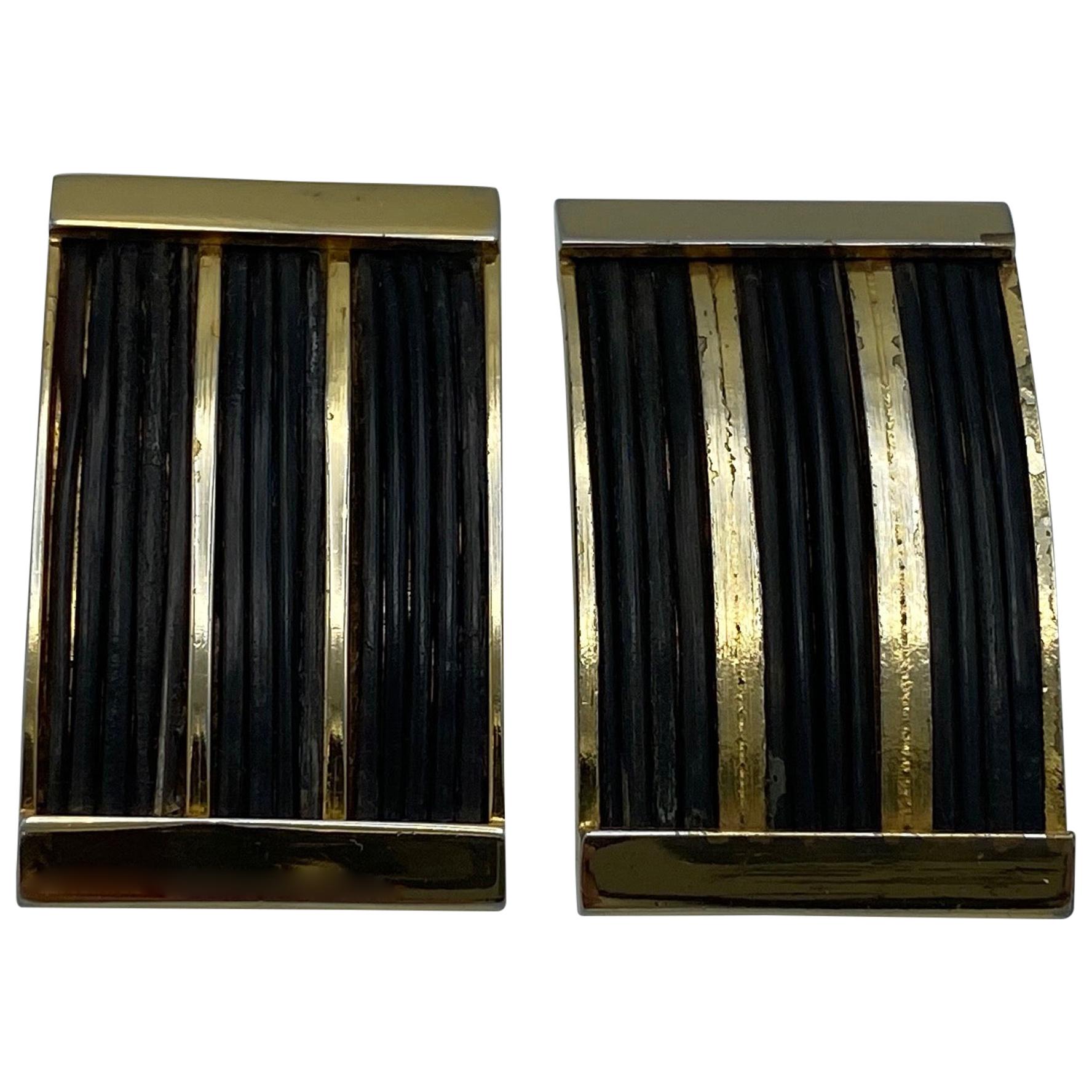 Valentino 1970s Gold Rectangular Earrings