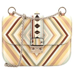 Valentino 1973 Glam Lock Shoulder Bag Striped Leather Small