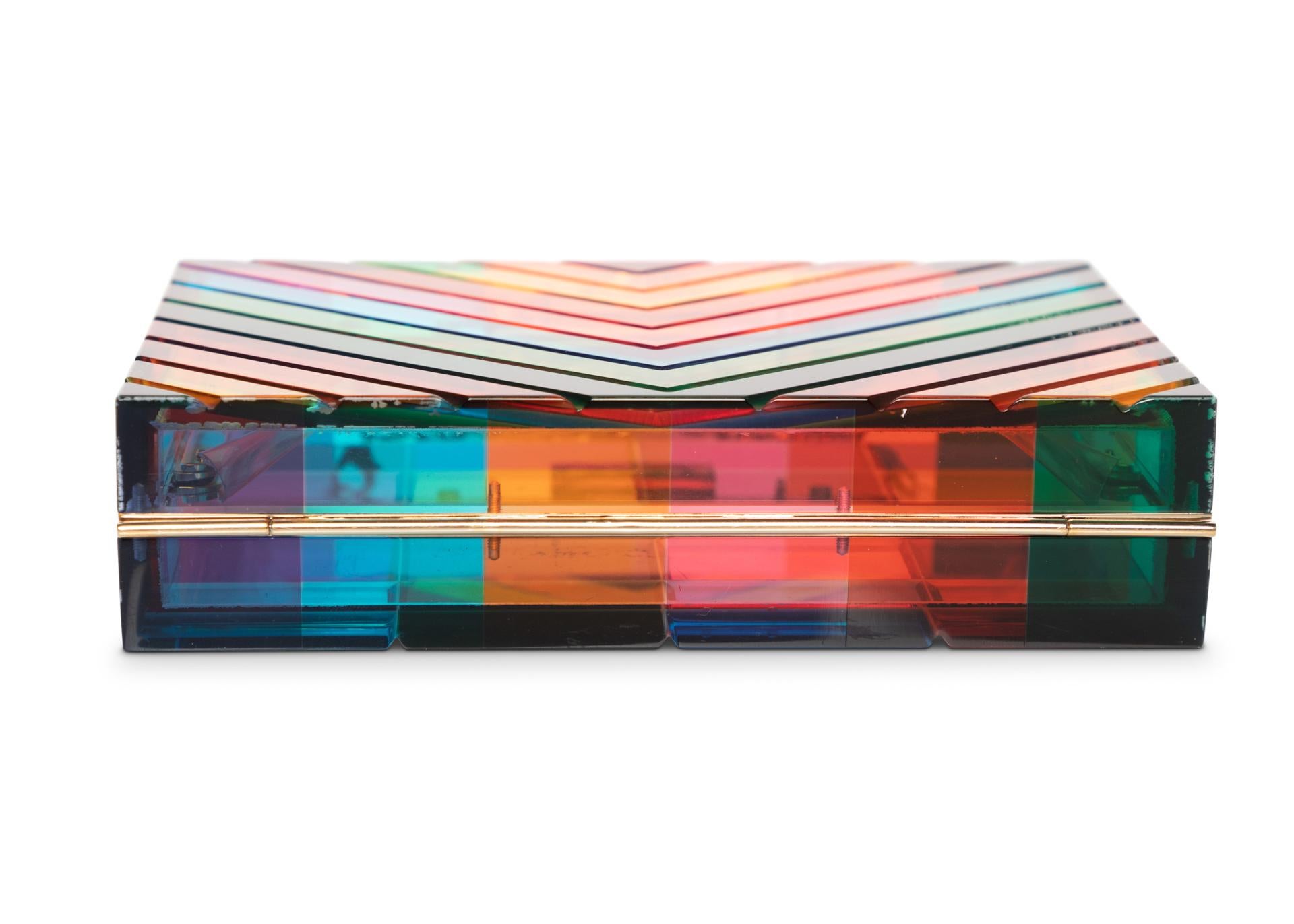 Brown Valentino 1973 Rainbow Acrylic Clutch Bag Miniaudière, 2015