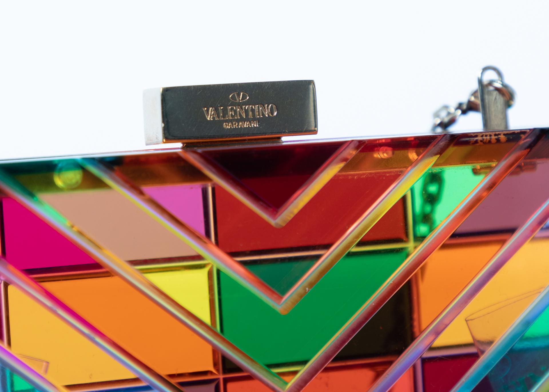 Valentino 1973 Rainbow Acrylic Clutch Bag Miniaudière, 2015 In Excellent Condition In Boca Raton, FL