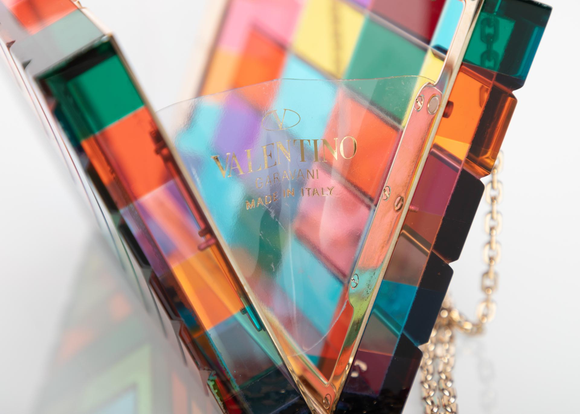 Women's Valentino 1973 Rainbow Acrylic Clutch Bag Miniaudière, 2015