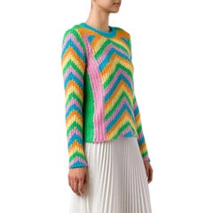Valentino 1973 Rainbow Chevron Psychedelic Sweater in Multicolor