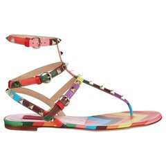 Valentino 1973 Rainbow Rockstud Leather Sandals