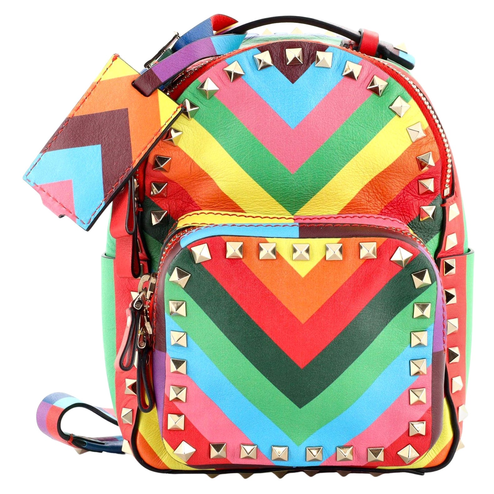 Valentino 1973 Rockstud Backpack Striped Leather Mini