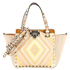 Valentino 1975 Rockstud Tote Striped Leather Mini
