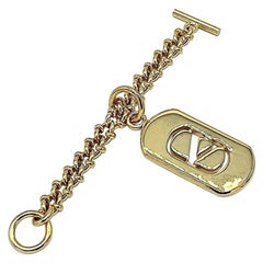 Vintage Valentino 1980 / 1990s Gold Chain Logo Key Ring with Tag