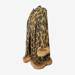Valentino 1980s Cashmere Leopard Print Coat with Fox Fur Trim
