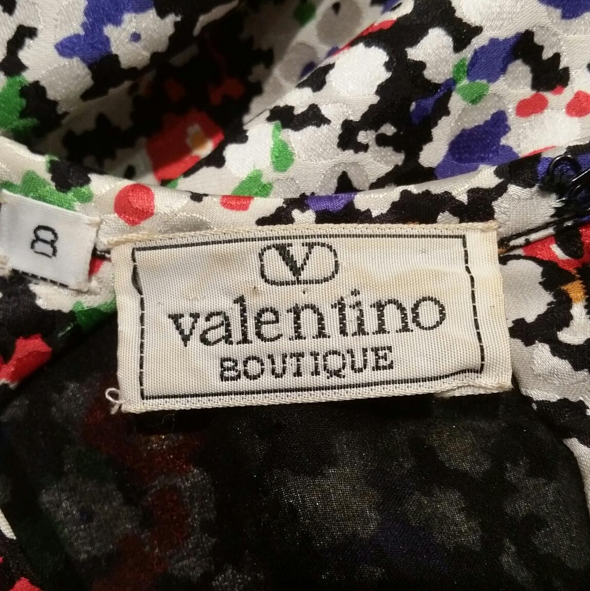 Gray Valentino 1980s Floral Print Silk Shift Dress