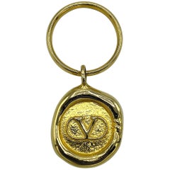 Valentino 1980er Jahre Gold Logo Schlüsselanhänger