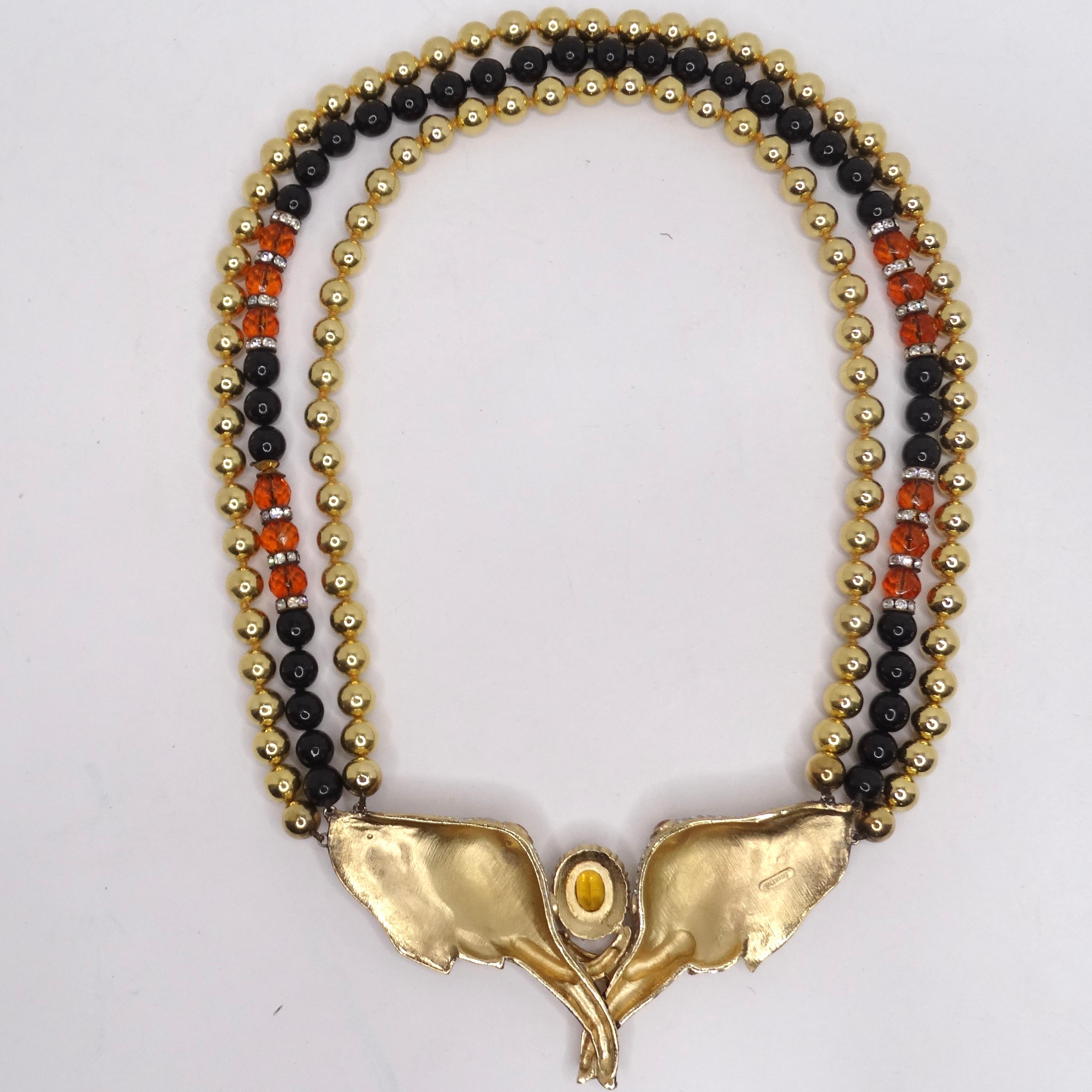 Valentino 1980s Gold Plated Elephant Pendent Statement Necklace 6