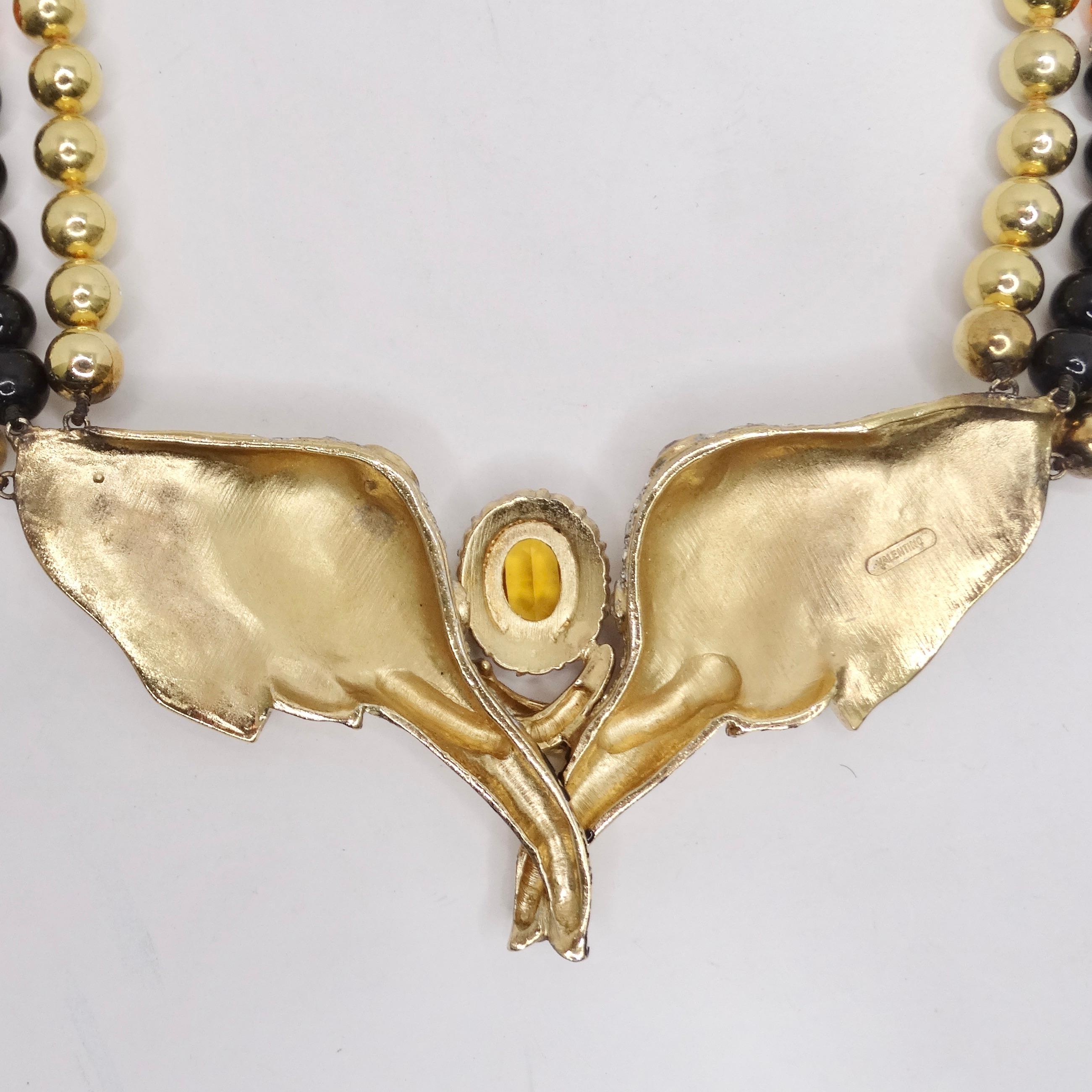 Valentino 1980s Gold Plated Elephant Pendent Statement Necklace 7