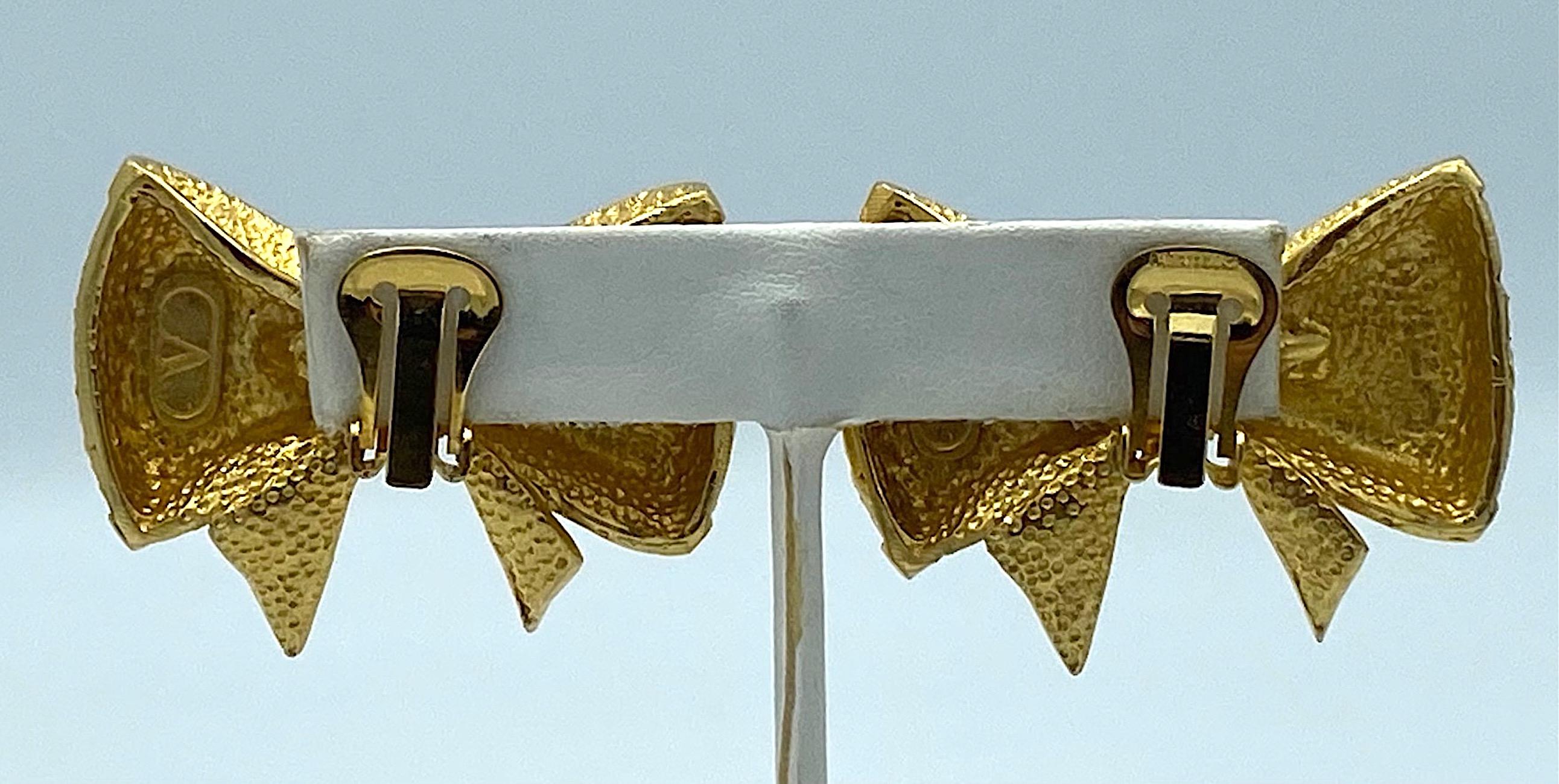 Valentino 1980s Large Gold Bow Earrings 4