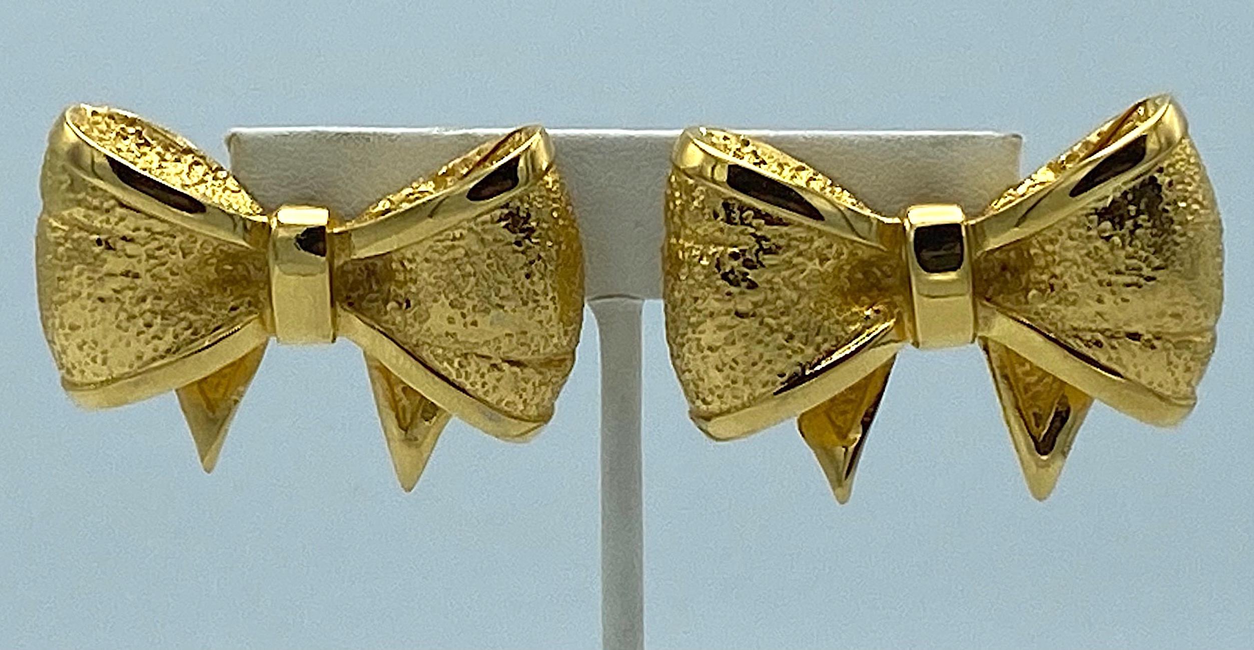 Women's Valentino 1980s Large Gold Bow Earrings