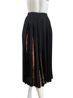 1980s Valentino Midi Pleated Sequin Skirt
