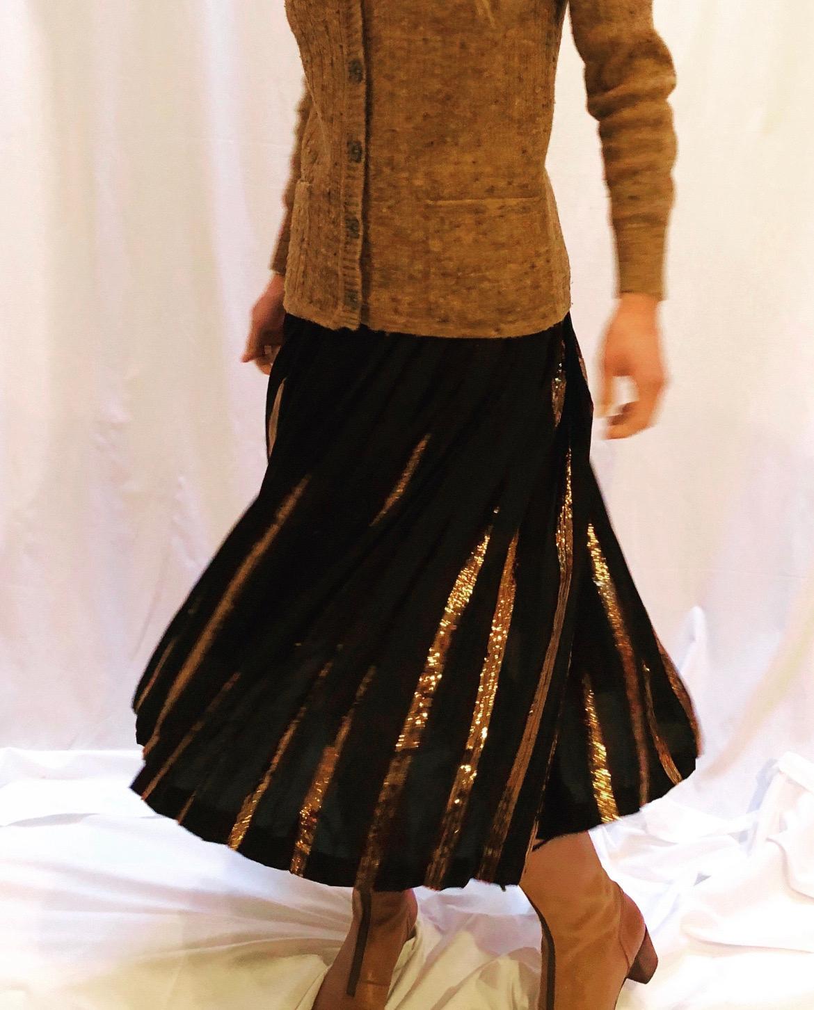 1980s Valentino Midi Pleated Sequin Skirt For Sale 2
