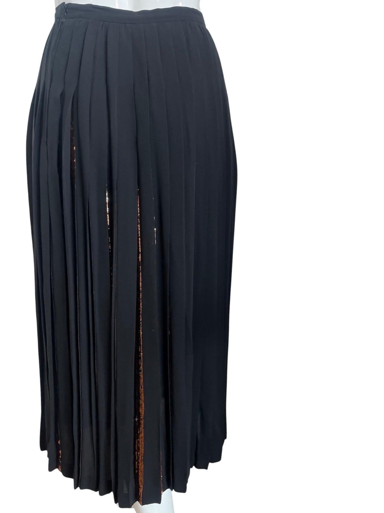 1980s Valentino Midi Pleated Sequin Skirt For Sale 4