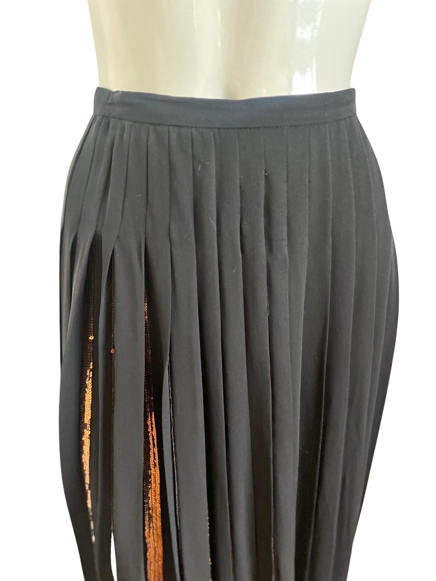 1980s Valentino Midi Pleated Sequin Skirt For Sale 5