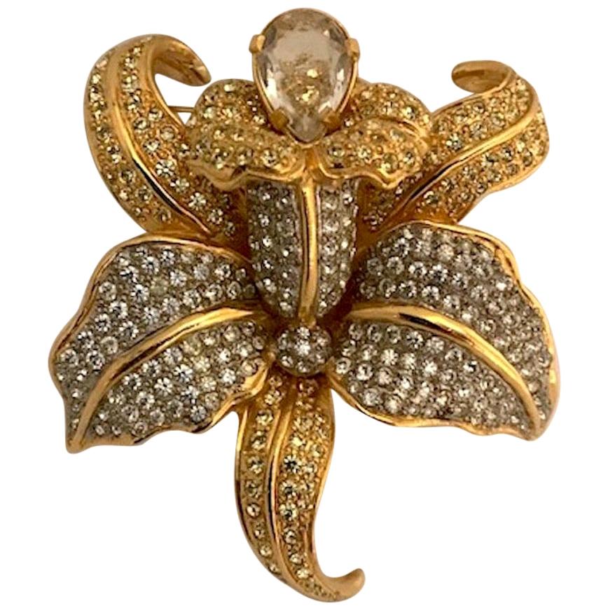 Valentino 1980s Orchid Flower PIn