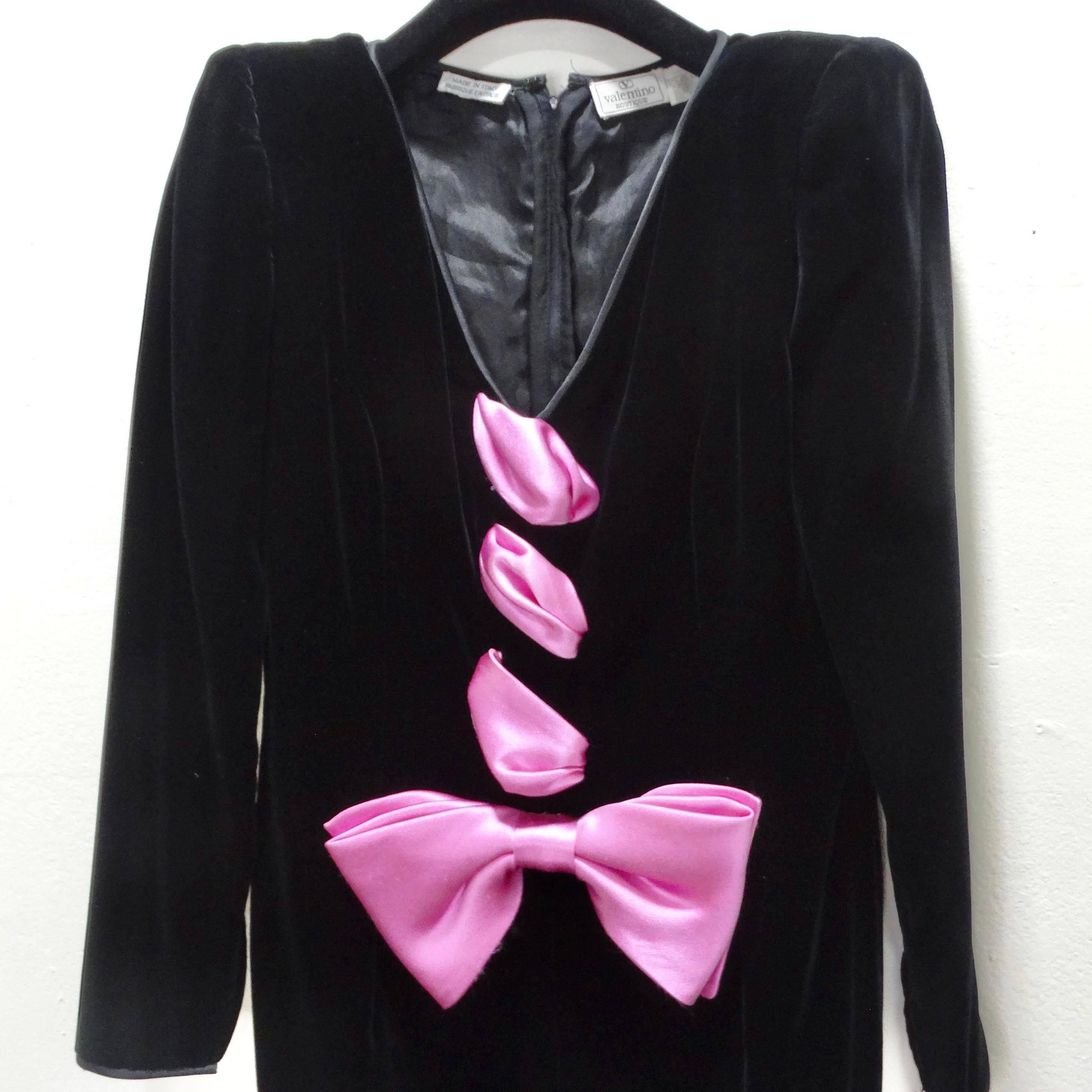 Black Valentino 1980s Pink Bow Dress For Sale