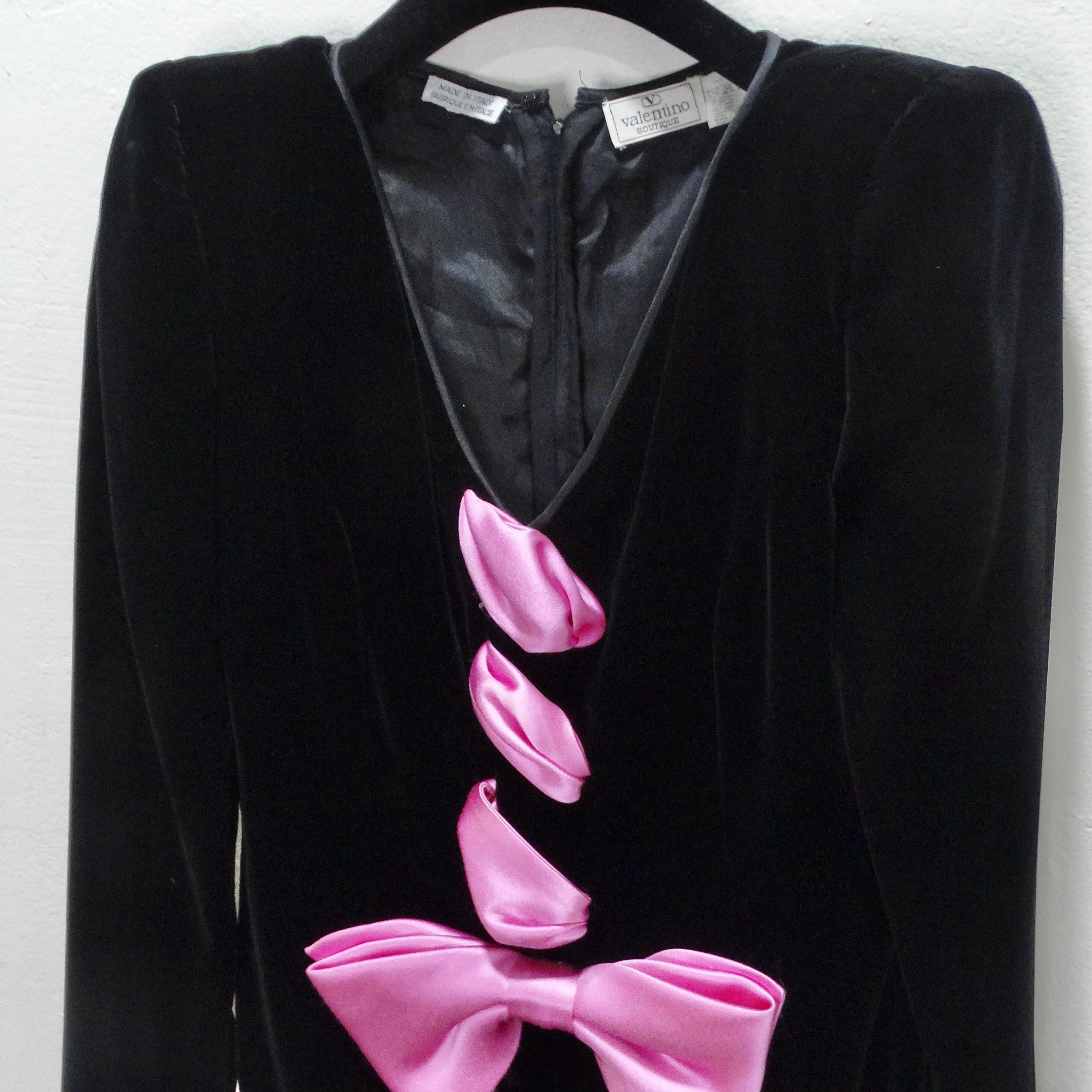 Valentino 1980s Pink Bow Dress For Sale 1