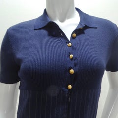 Valentino 1980s Pinstripe Chain Link Belted Midi Dress