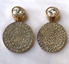 Valentino 1980s Rhinestone Pendant Disc Earrings
