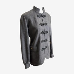 Valentino 1980s Wool Frog Button Military Jacket