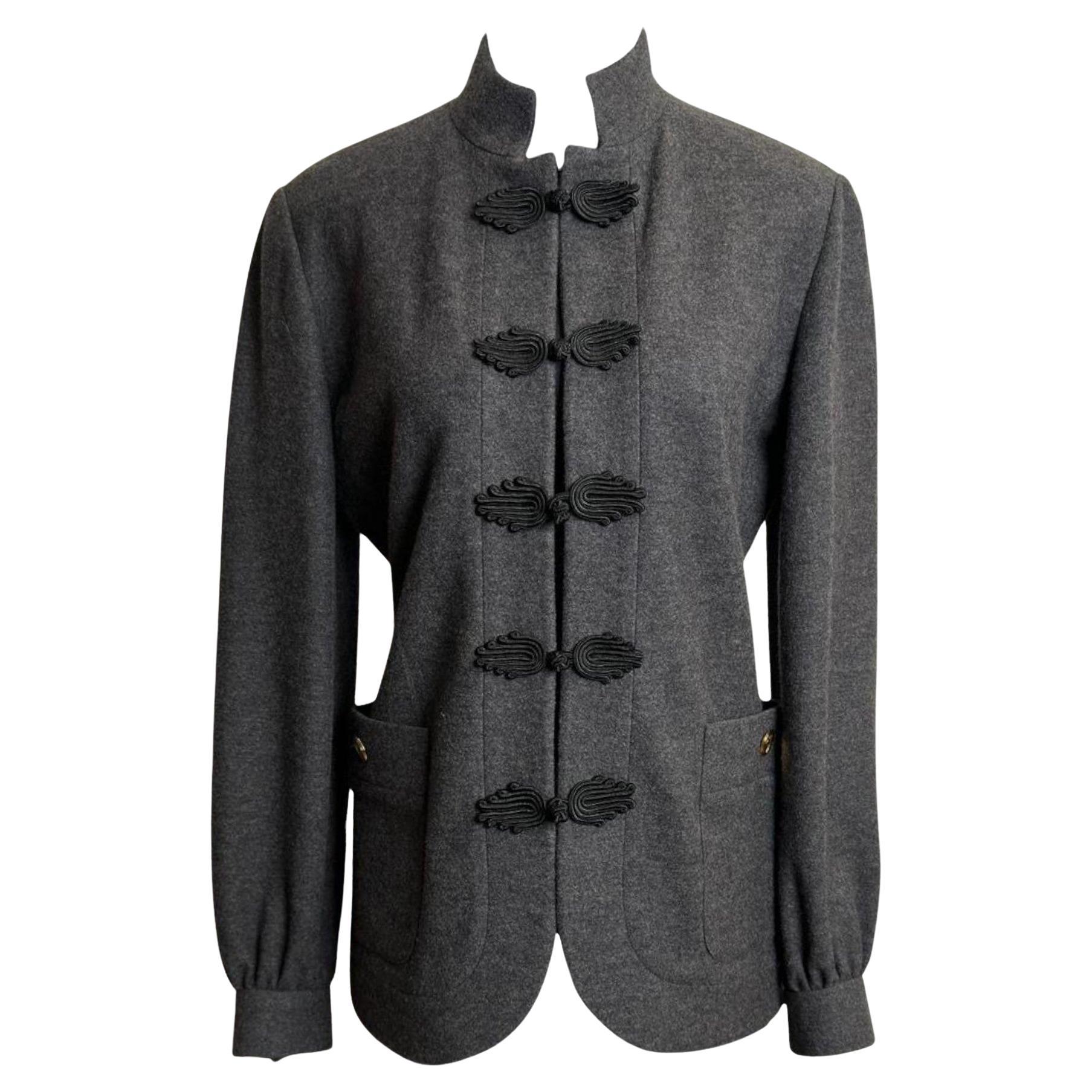 Valentino 1980s Wool Frog Button Military Jacket