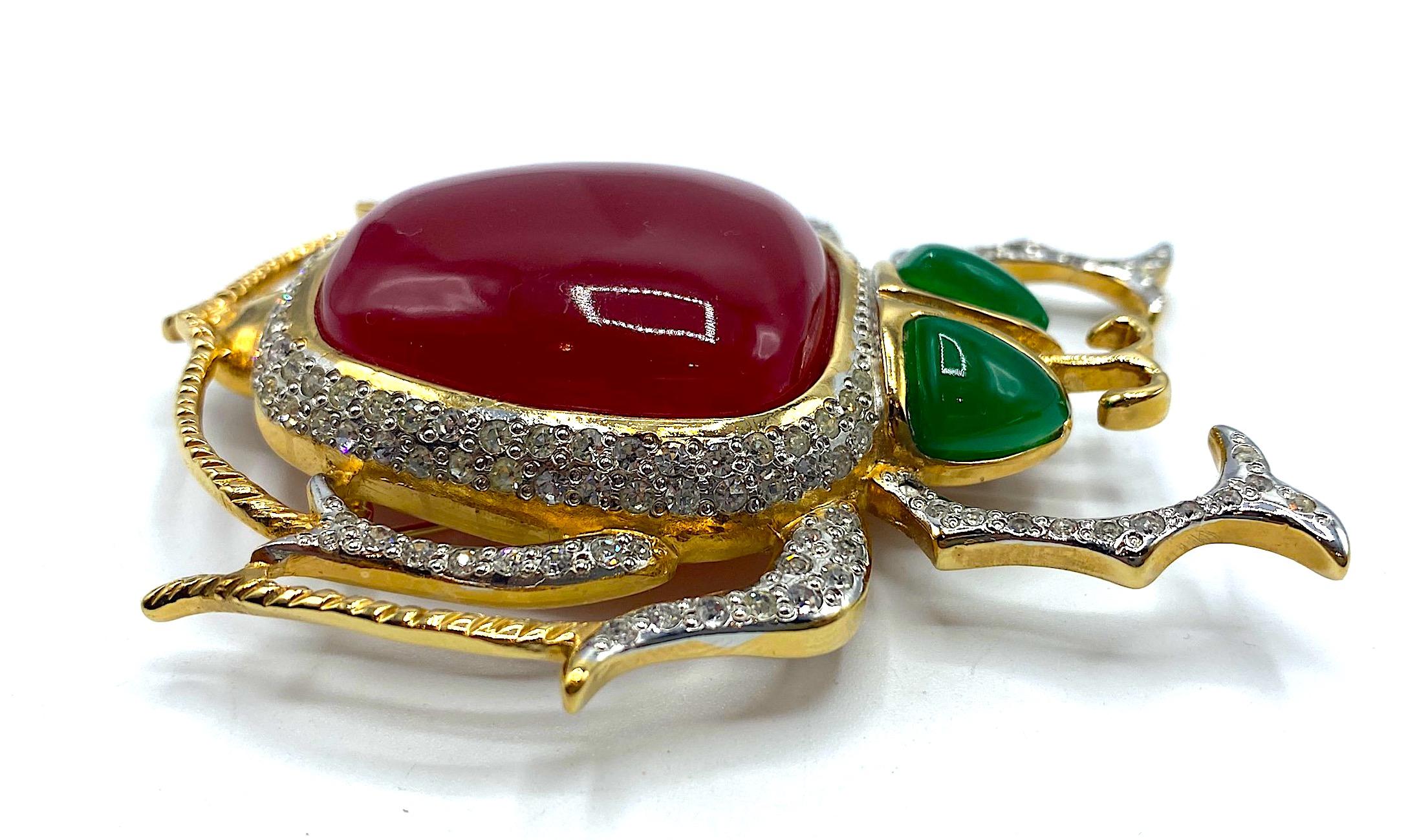 Valentino 1990s Large Scarab Brooch In Excellent Condition In New York, NY