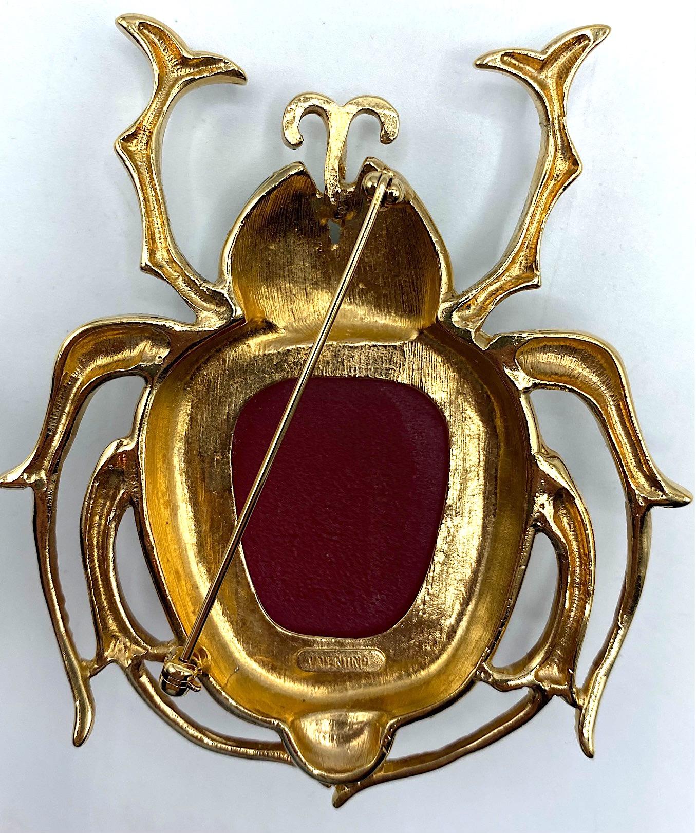 Valentino 1990s Large Scarab Brooch 2