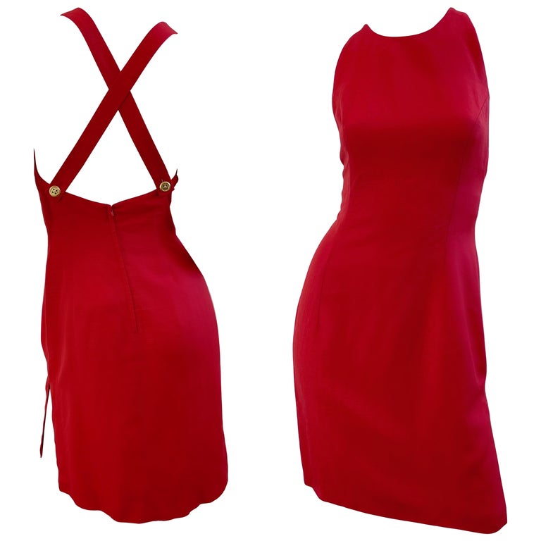 Valentino 1990s Size 4 Lipstick Red Linen + Rayon Halter Criss Cross 90s  Dress For Sale at 1stDibs | 90s red dress, criss cross clothing 90s, red 90s  dress