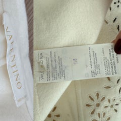VALENTINO 1998 Vintage Ivory Eyelet Blazer Jacket Wool Cashmere Runway