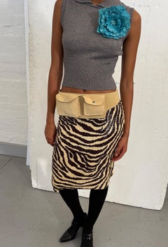 Valentino 1998 Gonna midi zebrata con paillettes vintage