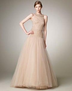 Valentino $19K Red Carpet Fantasy Silk Beaded Pink Dress Gown  NWT