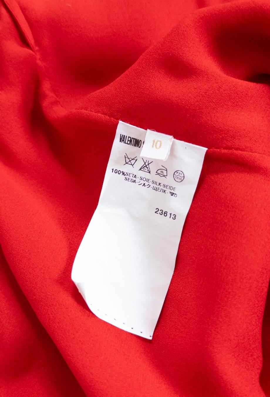 Valentino 2000's Rouge Robe à volants Vintage Sz 10 6