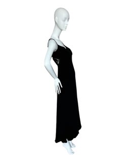 VALENTINO 2004 Vintage Black Silk Beaded Evening Gown Dress
