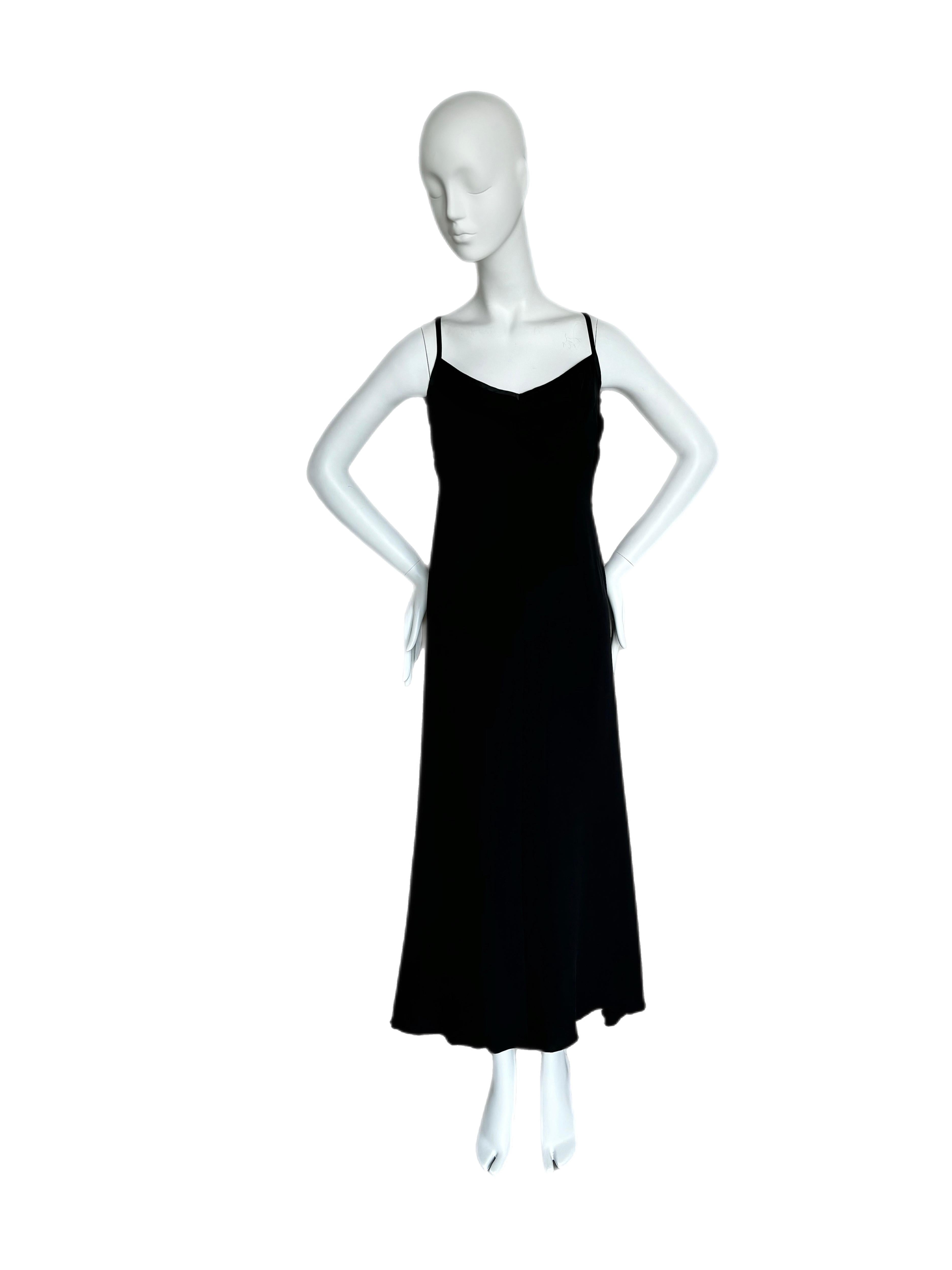 VALENTINO 2004 Vestido de noche vintage de seda negra con cuentas Negro en venta