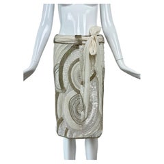 VALENTINO 2005 $6950 UNWORN Vintage White + Gold Beaded Skirt Bridal Wedding