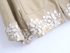 Valentino 2005 Mother Of Pearl Embellished Suede Jacket