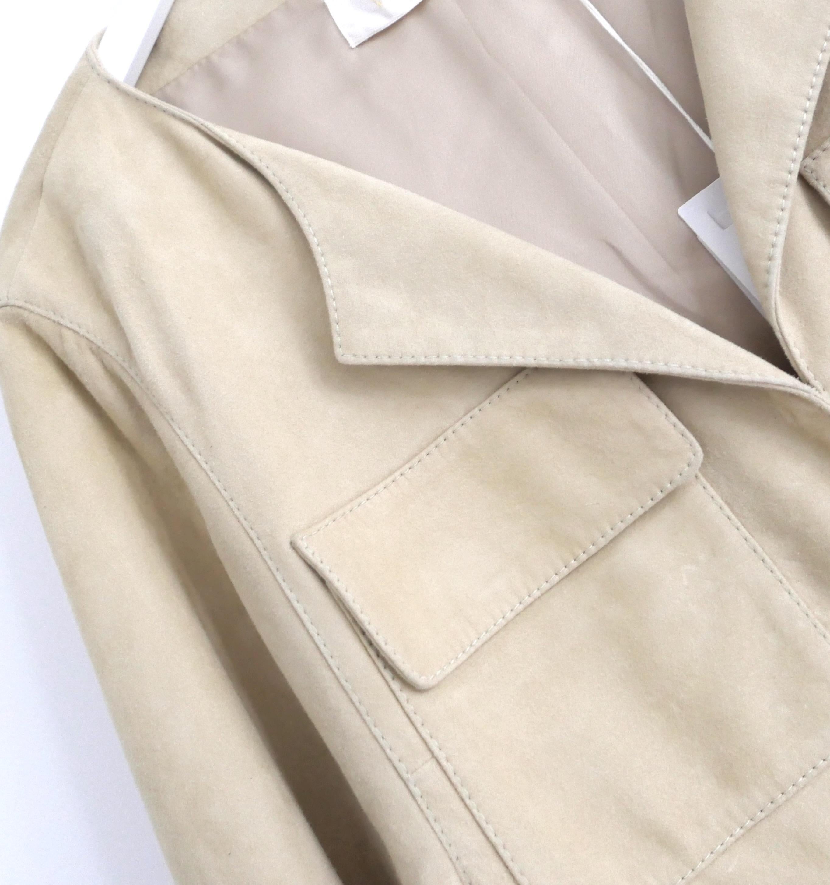 Valentino 2005 Mother Of Pearl Embellished Suede Jacket In New Condition For Sale In London, GB